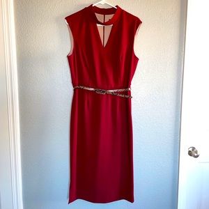 Size 10 Connected Apparel Maroon Belted Dress